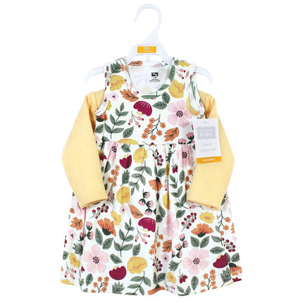 Cárdigan y Vestido Acolchados Talla Única para Bebés Niñas Hudson Baby, Estampado Botánico Otoñal, 3T