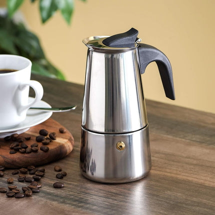 Home Basics EM00249 4 Cup Stainless Steel Espresso Maker, Silver,