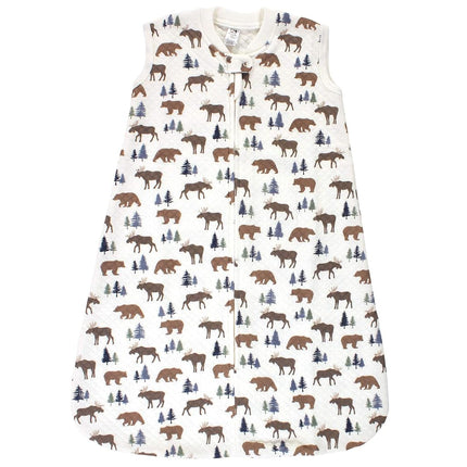 Hudson Baby Unisex Baby Premium Quilted Sleeveless Sleeping Bag and Wearable Blanket, Moose Bear, 0-6 Months