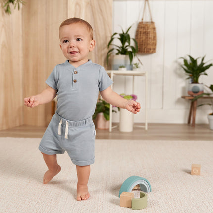 Gerber Unisex Baby Bodysuit and Shorts Set, Blue, 0-3 Months