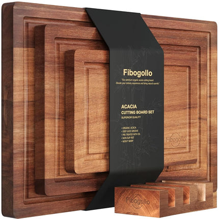 Fibogollo Set of 3 Acacia Wood Kitchen Cutting Boa