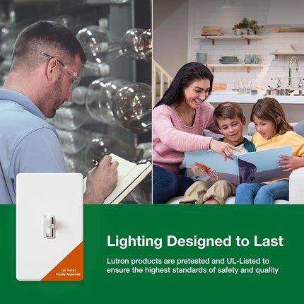 Lutron TGCL-153PH-IV Toggler CFL/LED Single-Pole/3-Way Toggler Dimmer, Ivory