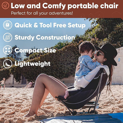 TREKOLOGY YIZI LITE Ultralight Camping Chair – Compact Folding Chair for Backpacking, Hiking & Beach – Portable, Low Profile, Supports 110kg – Durable & Lightweight (Only 780g)