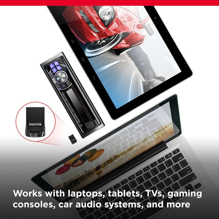 SANDISK Ultra Fit USB Type-A Flash Drive 64GB (USB 3.2 Memory Stick up to 150MB/s Read Speeds, for Laptops and Gaming Consoles, Plug-and-Stay, RescuePRO Data Recovery Software) Black