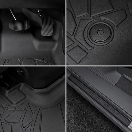 LUMWAY Car Floor Mats for Ford F-150 2015-2025 | F150 Lightning 2022-2025 SuperCrew (Rear w/o Fold Flat Storage) w/Carpet All Weather TPE Black Truck Liners Front & 2nd Row Door Protector Accessories