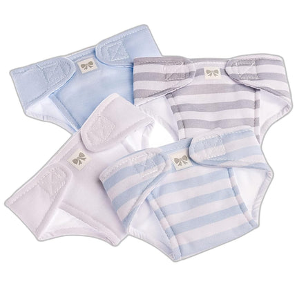 JC Toys Set of 4 Nappies for Dolls from 36 to 43 cm, Washable and Reusable, Ideal for Playing, Multicoloured, Blue, Designed in Spain by Berenguer, +2 Years, 81004