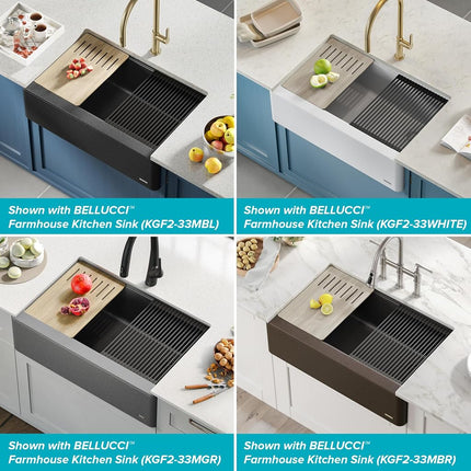Égouttoir enroulable, passoire et dessous de plat KRAUS Multipurpose Workstation Sink en noir, KRM-11BL