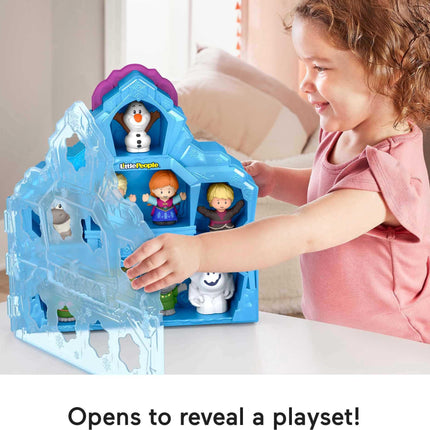 Fisher-Price Little People Juguete para niños pequeños de Disney Frozen, estuche de castillo portátil con figuras para juegos de imitación, para niños de 18 meses en adelante