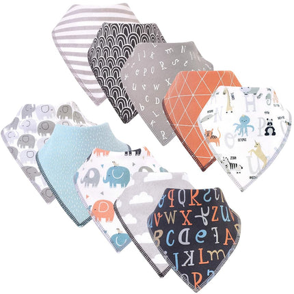 Hudson Baby Unisex Baby Cotton Fleece Bandana Bibs, Alphabet, One Size