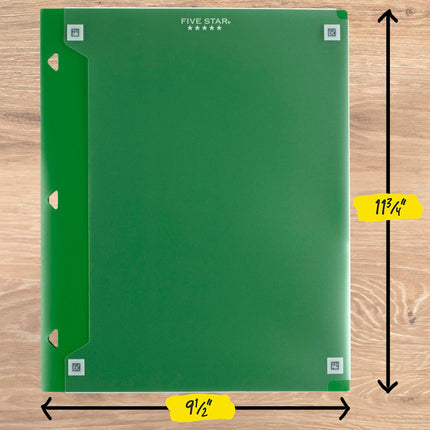 Five Star 2 Pocket Folder, 4 Pack, Customizable Cover, Folder with Pockets, Fits 3 Ring Binder, Plastic, Black, Pacific Blue, Fire Red, Forest Green (330092A-ECM)