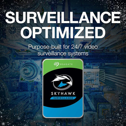 Seagate Skyhawk 4 To, disque dur interne vidéo, 3,5", SATA, 6 Gb/s, cache 64 Mo, pour système de caméra de sécurité DVR/NVR, avec gestion de l'état du disque, services de récupération de données, FFP (ST4000VXZ16)