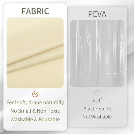 ALYVIA SPRING Extra Long Waterproof Fabric Shower Curtain Liner Cream 72x84