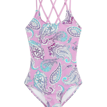 Kanu Surf Maillot de bain une pièce croisé pour fille Reese UPF 50+ pour la plage et le sport, violet d'été, 6