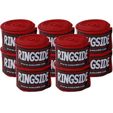 Ringside Mexican Style Boxing Hand Wraps (5 Pairs Pack), Red, 180"