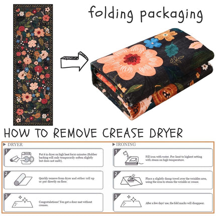 Rugcomf Runners for Hallways Kitchen Rug Non Slip 2'x 10' Long Washable Runner Rugs with Rubber Backing Soft Floral Carpet Runner for Hallways, Kitchen, Laundry, Bedroom, Bathroom(Black)
