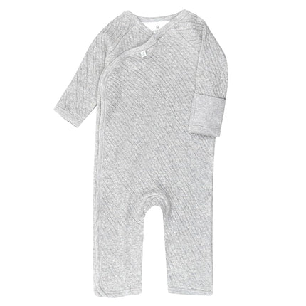 HonestBaby Baby One-Piece Jumpsuit Organic Cotton Romper Coverall Sets, Light Gray Heather, 12 Months