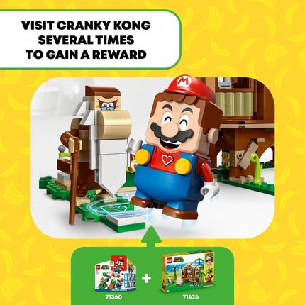 Set de expansión La casa del árbol de Donkey Kong LEGO Super Mario, juego de construcción con 2 figuras coleccionables de Super Mario, Donkey Kong y Cranky Kong, divertido regalo de cumpleaños para niños de 8 a 10 años, 71424