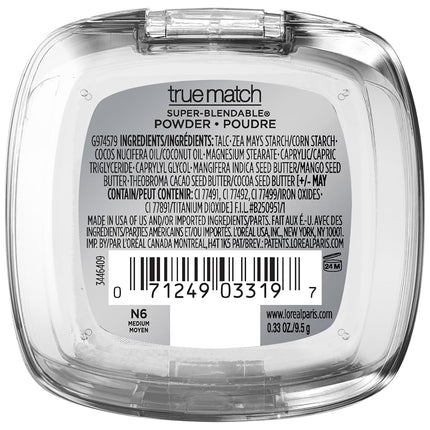 L'Oreal True Match Super-Blendable Powder, Honey Beige / Beige Miel N6, 0.30 Ounce