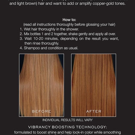 Kristin Ess Hair Copper + Auburn Hair Gloss Semi Permanent Hair Dye - Copper Penny - Shine Boosting Red, Auburn + Strawberry Blonde Color - Deep Conditioning Brightening Treatment for Women - Vegan