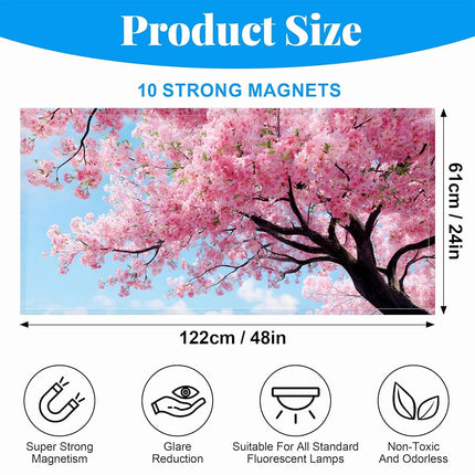 2 Pack Fluorescent Light Covers- 4 x 2 Feet Magnetic Ceiling Light Cover Room Supplies (Cherry Blossoms)