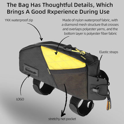Rhinowalk Bike Top Tube Bag Bike Frame Bag 1.2L Waterproof Bicycle Bag Professional Cycling Accessories for Mountain Road Bike(Small)