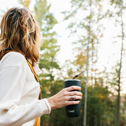 S'well Stainless Steel Tumbler with Clear Slide-Open Lid - 18 Fl Oz - Onyx - Triple-Layered Vacuum-Insulated Containers Keeps Drinks Cold for 12 Hot for 4 Hours - BPA-Free Water Bottle