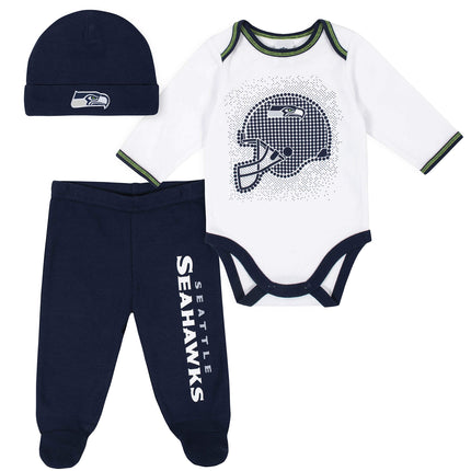 NFL 3 Pack BODYSUIT FOOTED PANT AND CAP, Blue boyS