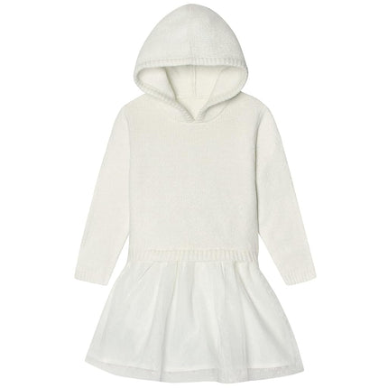 Gerber Baby and Toddler Girls Sweater Dress with Tulle Skirt, White, 12 Months