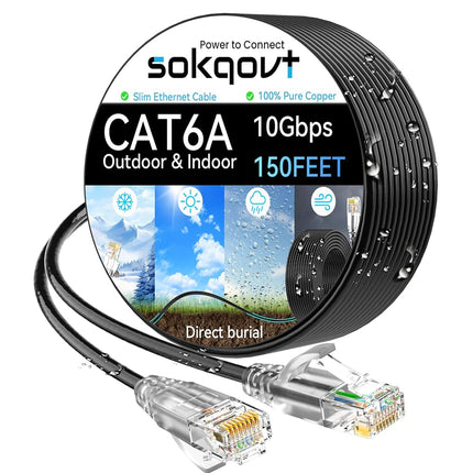 Cat6a Ethernet Cable Slim 150ft Outdoor&Indoor, 28