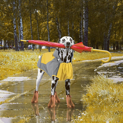 IECOii Dog Raincoat, Waterproof & Windproof Dog Rain Jacket with Reflective Strips for Rainy Walks,Pet Rain Poncho with Hood,Quick Dry,Easy to Wear,Yellow,XXL