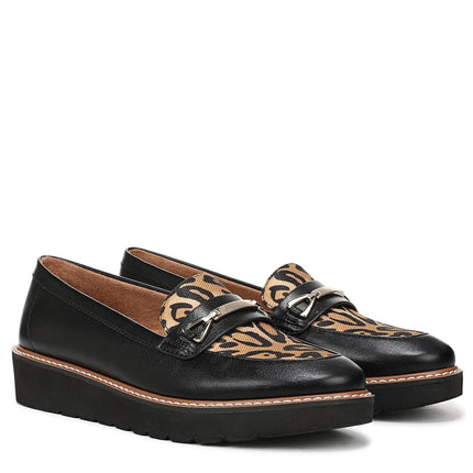 Naturalizer Women's Elin Loafer Flat, Black/Leopard Faux Leather, 6.5 Wide