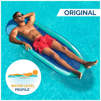 Flotador inflable SwimWays Spring Float para piscina con válvula Hyper-Flate, Aqua