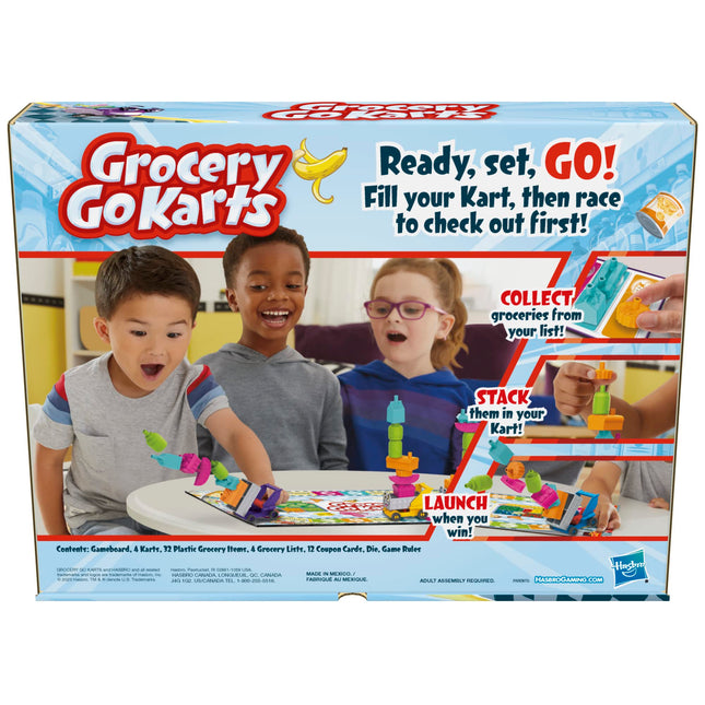 Juego de mesa "Grocery Go Karts" para preescolares y niños de 4 años en adelante, juego de construcción con mini comestibles, juegos preescolares para 2-4 jugadores