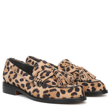 Franco Sarto Women's Carolyn Low Loafer, Tan Leopard Print Suede, 5