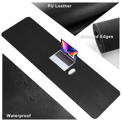 CENNBIE Leather Desk Mat Large, 160 x 50cm Desk Pad Blotter Protector, Extended Non-Slip Mouse Pad, Waterproof PU Leather Large Mouse pad for Desk Office and Home (Black)
