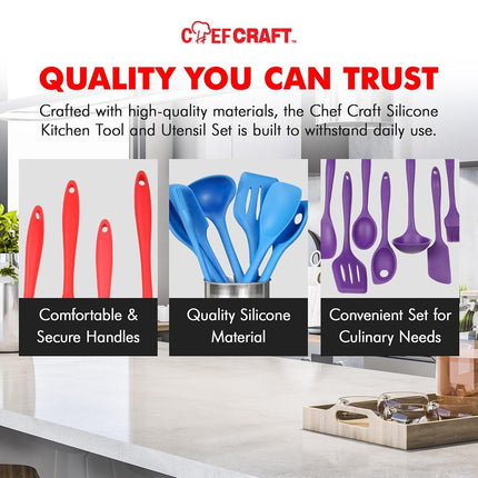 Chef Craft Juego de utensilios de cocina de silicona prémium, 11 piezas, morado