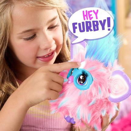 Furby Cotton Candy Pink & Blue Interactive Plush Toy, 15 cm