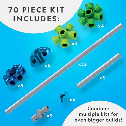 Kit de construcción de fuertes de National Geographic Kids - 70 piezas para construir fuertes en interiores - Juego creativo, juguete de construcción STEM, kit de construcción para niños de 6 a 10 años, kit de fuerte de mantas