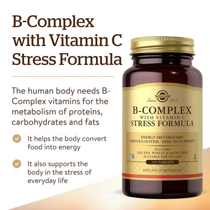 Solgar - B-Complex with Vitamin C Stress Formula Tablets 250 Count