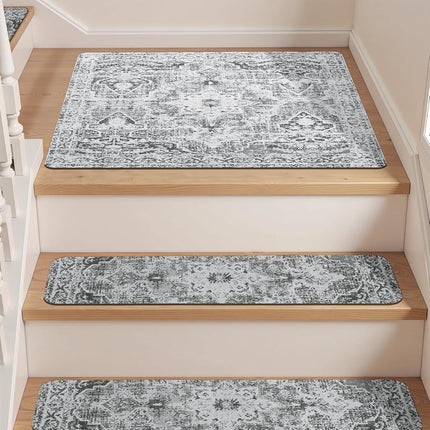 Stair Treads Non-Slip Landing Rug 31"x31" Matching Mat for Wooden Steps