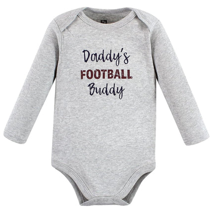 Hudson Baby Unisex Baby Cotton Bodysuits, Gray Football Buddy, 6-9 Months