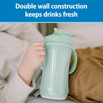 Dr. Brown's Milestones Insulated Tumbler with Straw and Handles, Leak-Proof Vacuum Insulated Tumbler with Lid, 10 oz, BPA Free, Green (Pack of 2)