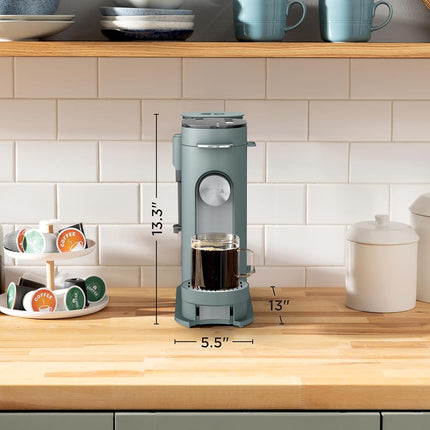 Cafetière spécialisée Ninja Pod & Grounds à usage unique, compatible avec les dosettes K-Cup, infuse le café moulu, design compact, mousseur à lait intégré, réservoir de 1,6 L, de 177 ml (tasse) à 710 ml (mug), pierre, PB051ST