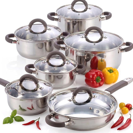 Cook N Home Cookware Basic Pots and Pans, 12 Piece