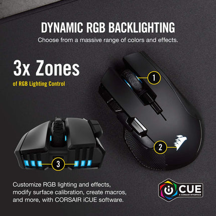 CORSAIR IRONCLAW RGB inalámbrico - Ratón para juegos FPS y MOBA - Sensor óptico de 18 000 PPP - Inalámbrico Slipstream de menos de 1 ms