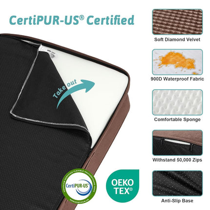 COZY KISS Orthopedic Dog Bed Washable for Medium Small Dogs, 76x51 cm Brown