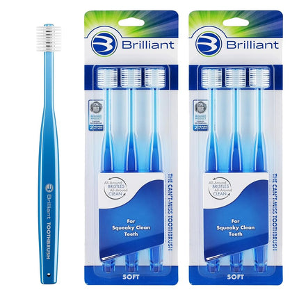 (6 Count, Blue) - HartFelt Soft Adult Toothbrush w