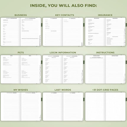 Clever Fox End of Life Planner, When I Die Organizer 8.5”x11” Cypress