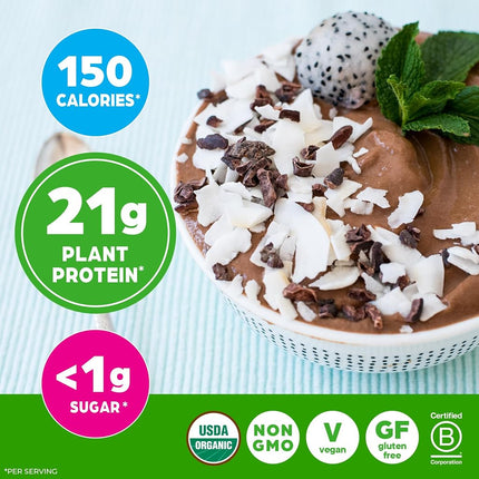 Orgain Organic Vegan Protein Powder, Creamy Chocolate Fudge - 21g of Plant Based Protein, Low Net Carbs, Non Dairy, Gluten Free, No Sugar Added, Soy Free, Kosher, Non-GMO, 2.03 Lb (Packaging May Vary)
