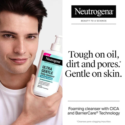 Neutrogena Fragrance Free Ultra Gentle Foaming Daily Cleanser, Hydrating Face Wash for Sensitive Skin, Removes Makeup & Gently Cleanses Without Over Drying, Hypoallergenic, 5.8 fl. oz